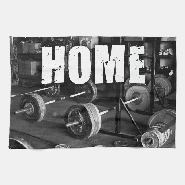 HOME (Barbells) - Workout Motivational Towel (Horizontal)