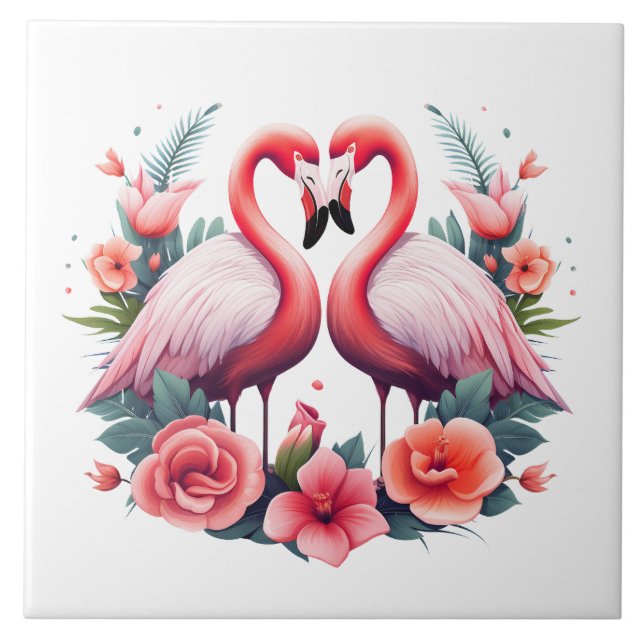 home beach pink flamingo lovers crafting business  ceramic tile (Front)
