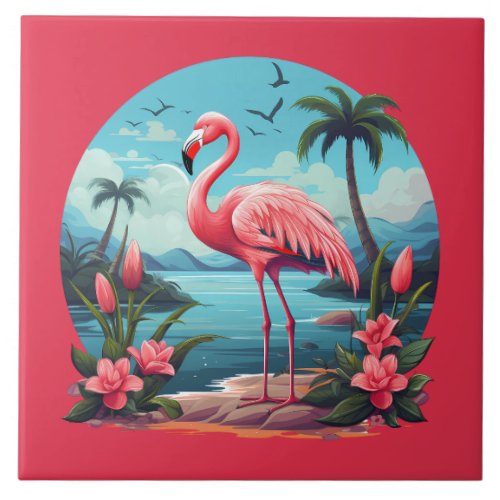 home beach pink flamingo lovers crafting business  ceramic tile