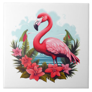 home beach pink flamingo lovers crafting business  ceramic tile