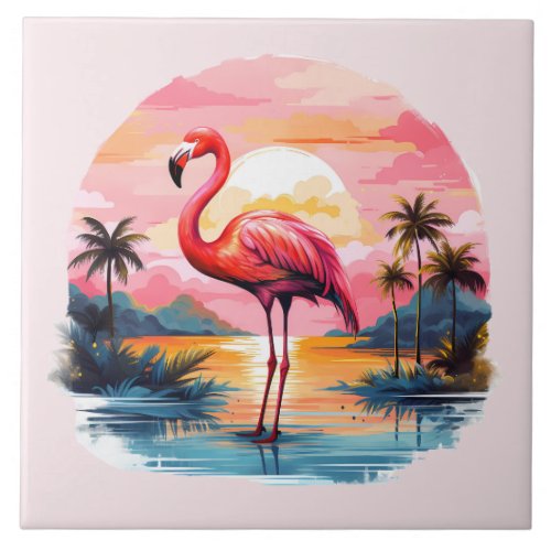 home beach pink flamingo lovers crafting business  ceramic tile