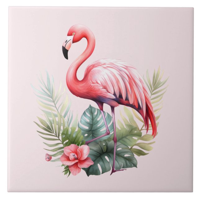home beach pink flamingo lovers crafting business  ceramic tile (Front)