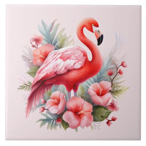 home beach pink flamingo lovers crafting business  ceramic tile