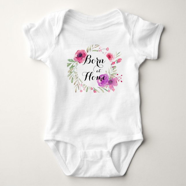 Home Birth Floral Baby Girl Bodysuit (Front)