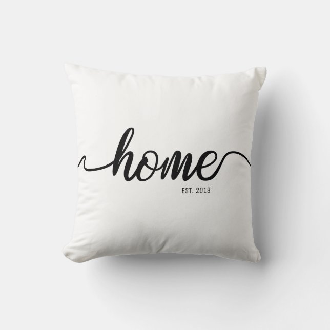 Home black Script with Established Year Throw Pillow (Front)