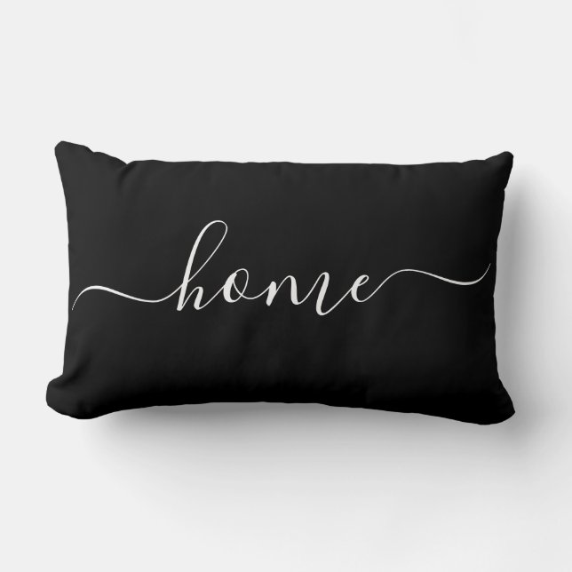 Home Black & White Quote Calligraphy Typography Lumbar Pillow (Front)