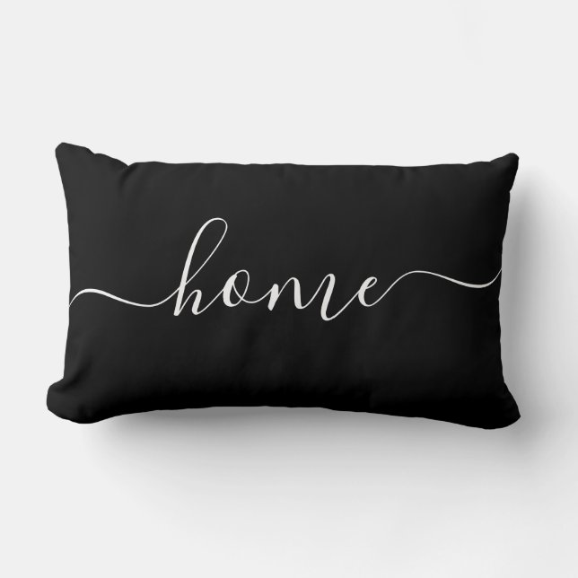 Home Black & White Quote Calligraphy Typography Lumbar Pillow (Front)