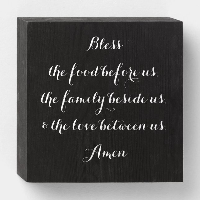 Home - Bless the Food, Family & Love Wooden Box Sign (Front Horizontal)