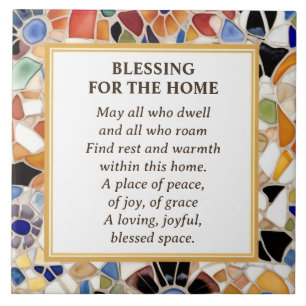 Home Blessing Blessed House colorful faux mosaic Ceramic Tile