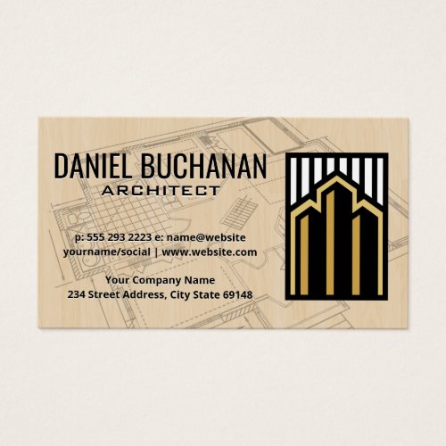 Home Blueprint | Wood | Real Estate Logo