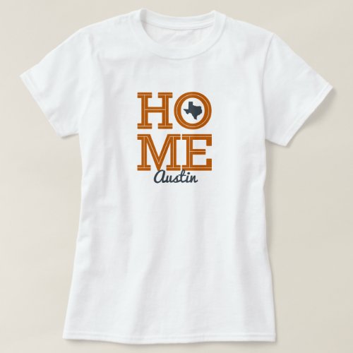 HOME _ Bold Letters  Texas Shape Burnt Orange T_Shirt