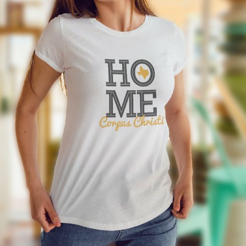 HOME _ Bold Letters  Texas Shape Gray Yellow T_Shirt