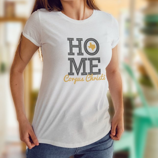 HOME - Bold Letters & Texas Shape Gray Yellow T-Shirt (Creator Uploaded)