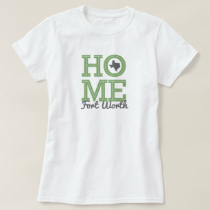 HOME - Bold Letters & Texas Shape Green Gray T-Shirt