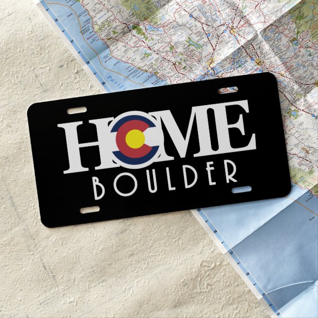 HOME Boulder Colorado License Plate (In Situ)