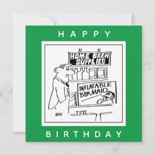 Home Brew Inflatable Barmaid Cartoon Card