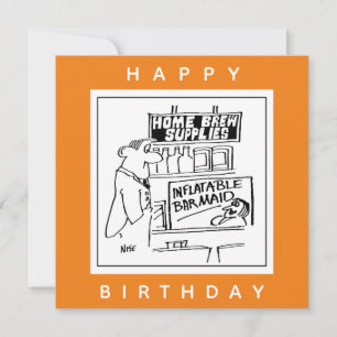 Home Brew Inflatable Barmaid Cartoon Card