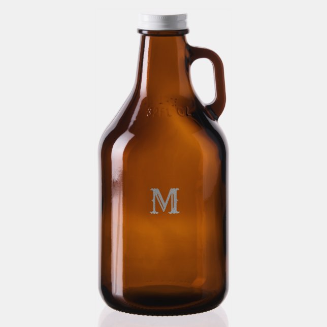 Home Brewing Beer Kombucha Rustic Monogram Amber Growler (Glassware)