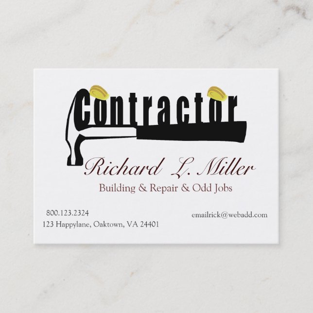Home Builder Contractor Repair Man Business Card (Front)