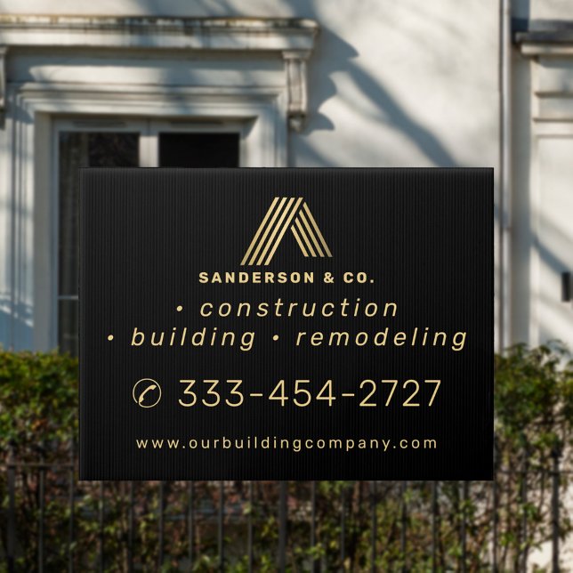 Home building construction contractor gold black sign (Creator Uploaded)