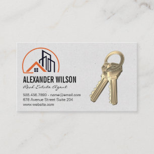 Home Building Logo Realtor Keys Business Card