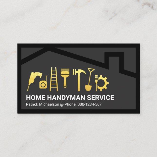 Home Building Roof Handyman Frame Business Card (Front)