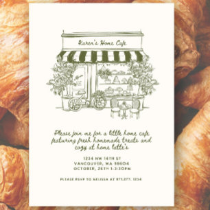Home cafe themed bridal shower /birthday party  invitation