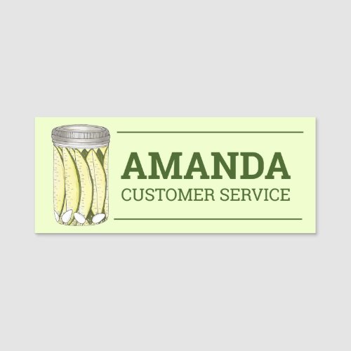Home Canned Kosher Dill Sour Pickles Pickle Jar Name Tag
