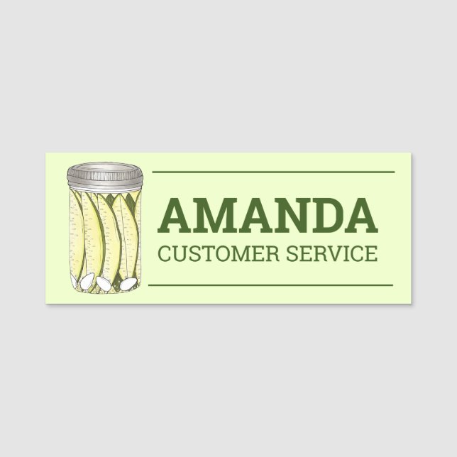 Home Canned Kosher Dill Sour Pickles Pickle Jar Name Tag (Front)