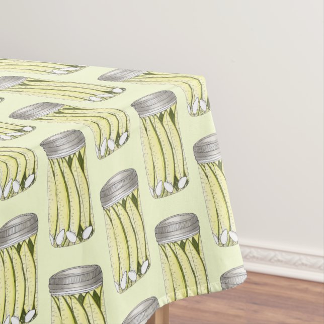 Home Canned Kosher Dill Sour Pickles Pickle Jar Tablecloth (In Situ)