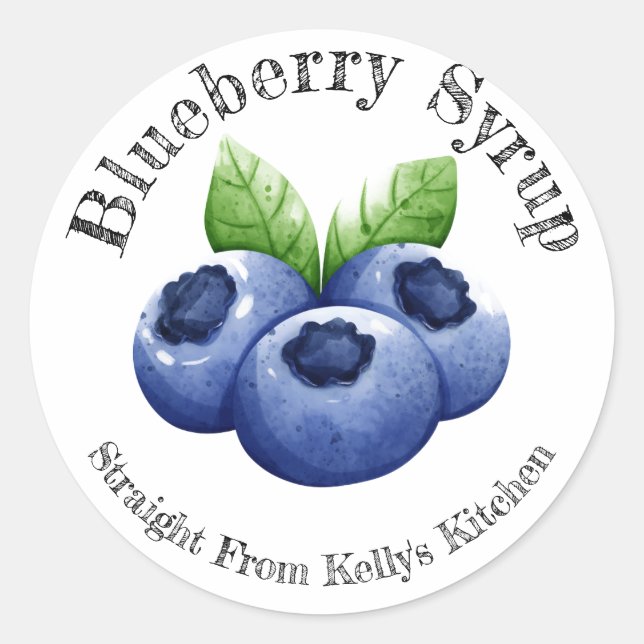 Home Canning Business Blueberry Syrup Food Label (Front)