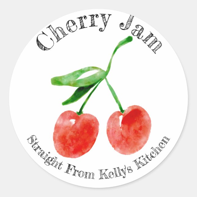 Home Canning Business Cherry Jam Food Label (Front)