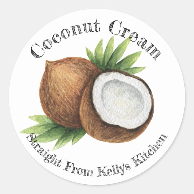 Home Canning Business Coconut Cream Food Label (Front)
