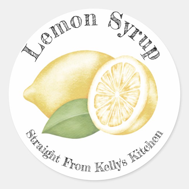 Home Canning Business Lemon Syrup Food Label (Front)