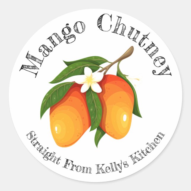 Home Canning Business Mango Chutney Food Label (Front)