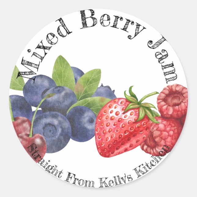 Home Canning Business Mixed Berry Jam Food Label (Front)
