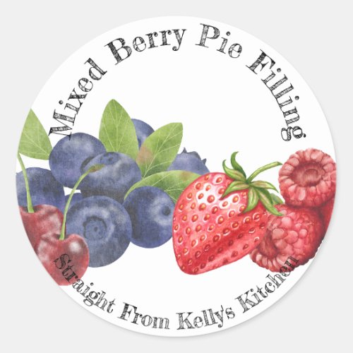 Home Canning Business Mixed Berry Pie Filling  Classic Round Sticker