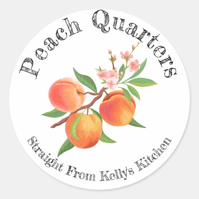 Home Canning Business Peach Quarters Food Label (Front)