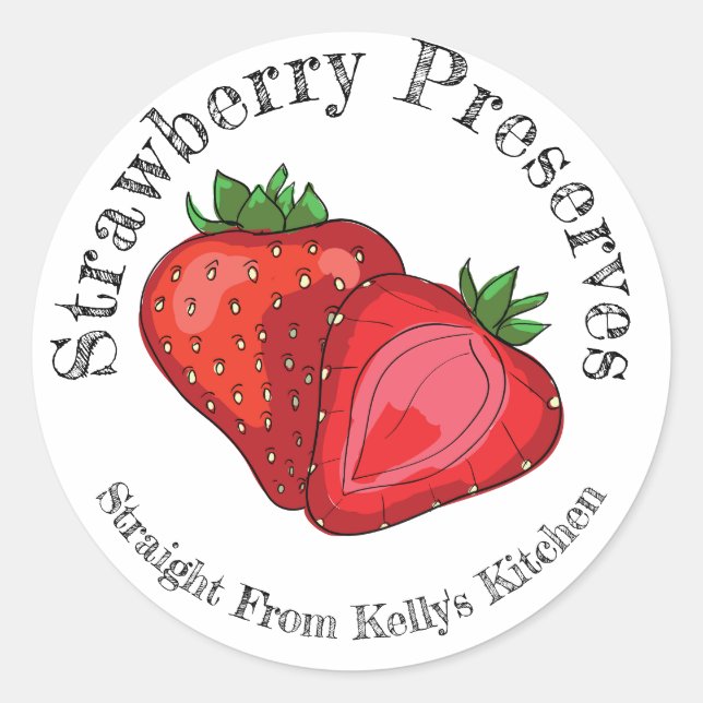 Home Canning Business Strawberry Preserves Label (Front)