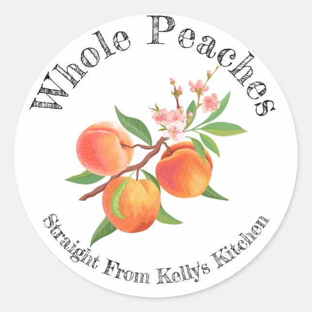 Home Canning Business Whole Peaches Food Label (Front)
