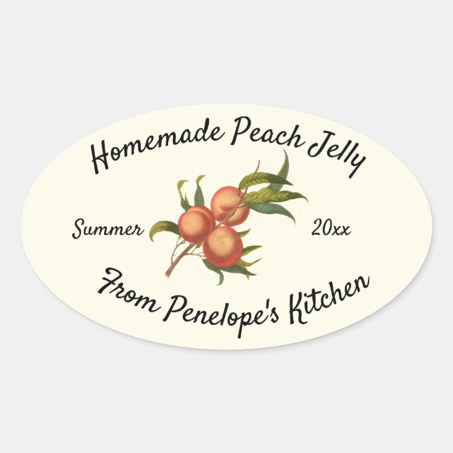 Home Canning Label Vintage Peaches name and Date (Front)