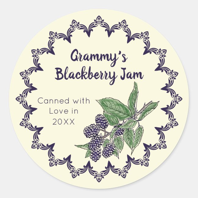 Home Canning Vintage Blackberry Jam Food Label