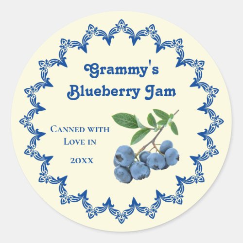 Home Canning Vintage Blueberry Jam Food Label