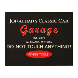 Home Car Mechanic Garage Flying Tools Birch Wood Wall Art