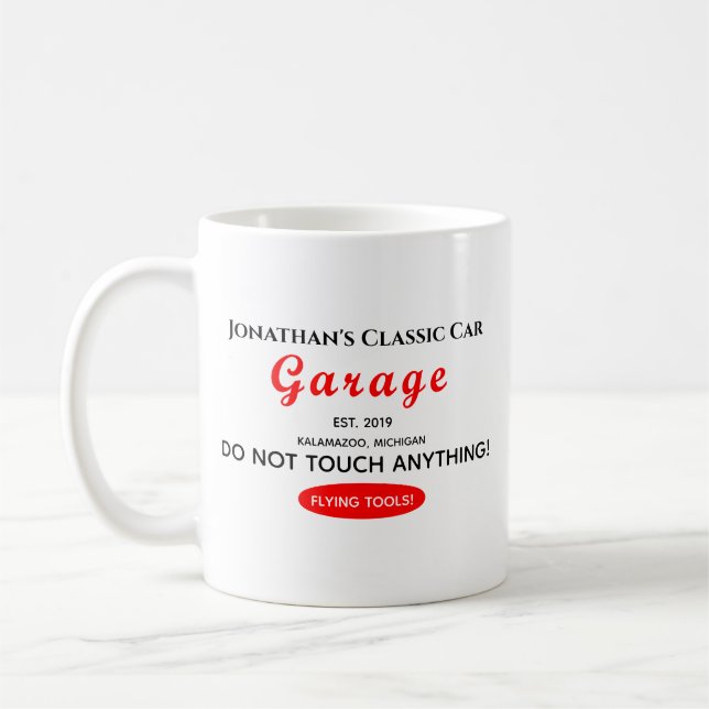 Home Car Mechanic Garage Flying Tools Coffee Mug (Left)