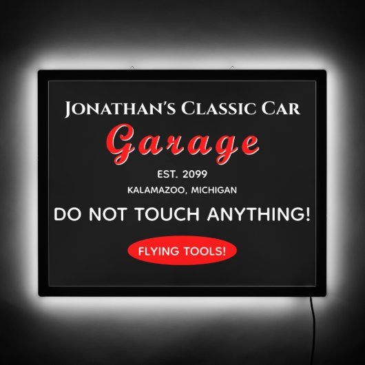Home Car Mechanic Garage Flying Tools LED Sign (Front)