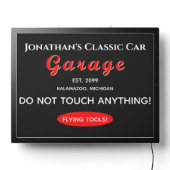 Home Car Mechanic Garage Flying Tools LED Sign (Lights Off)