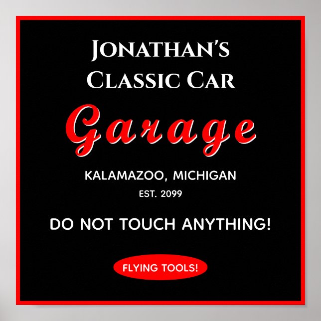 Home Car Mechanic Garage Flying Tools Poster (Front)