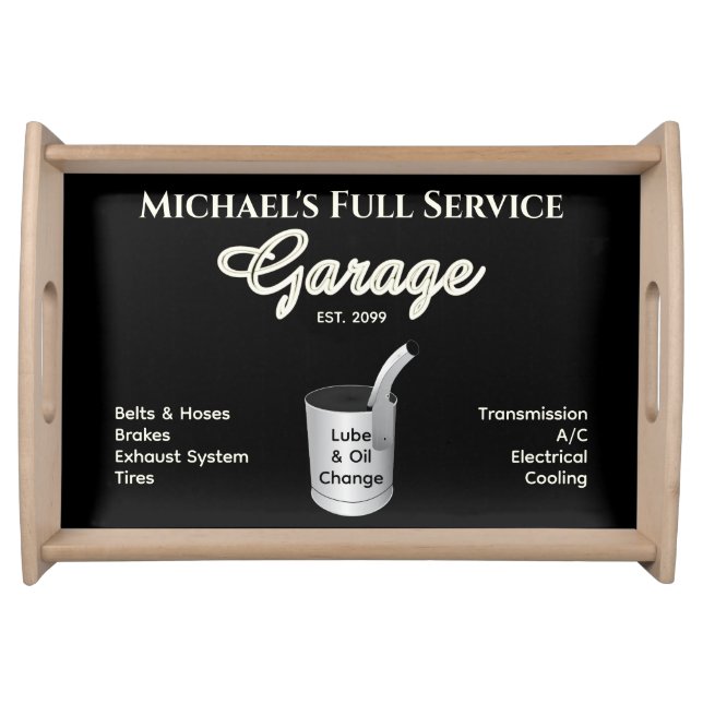Home Car Mechanic Garage Full Service Sign  Serving Tray (Front)