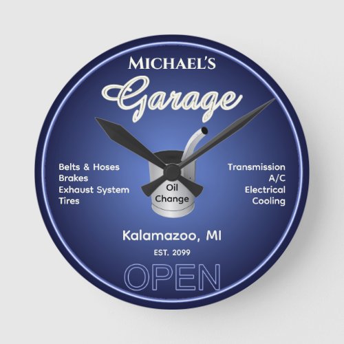 Home Car Mechanic Garage Full Service Wall Clock